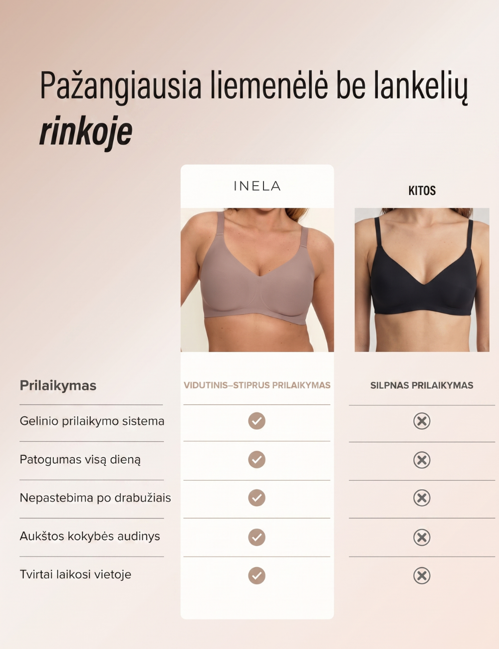 Everyday besiūlė liemenėlė be lankelių