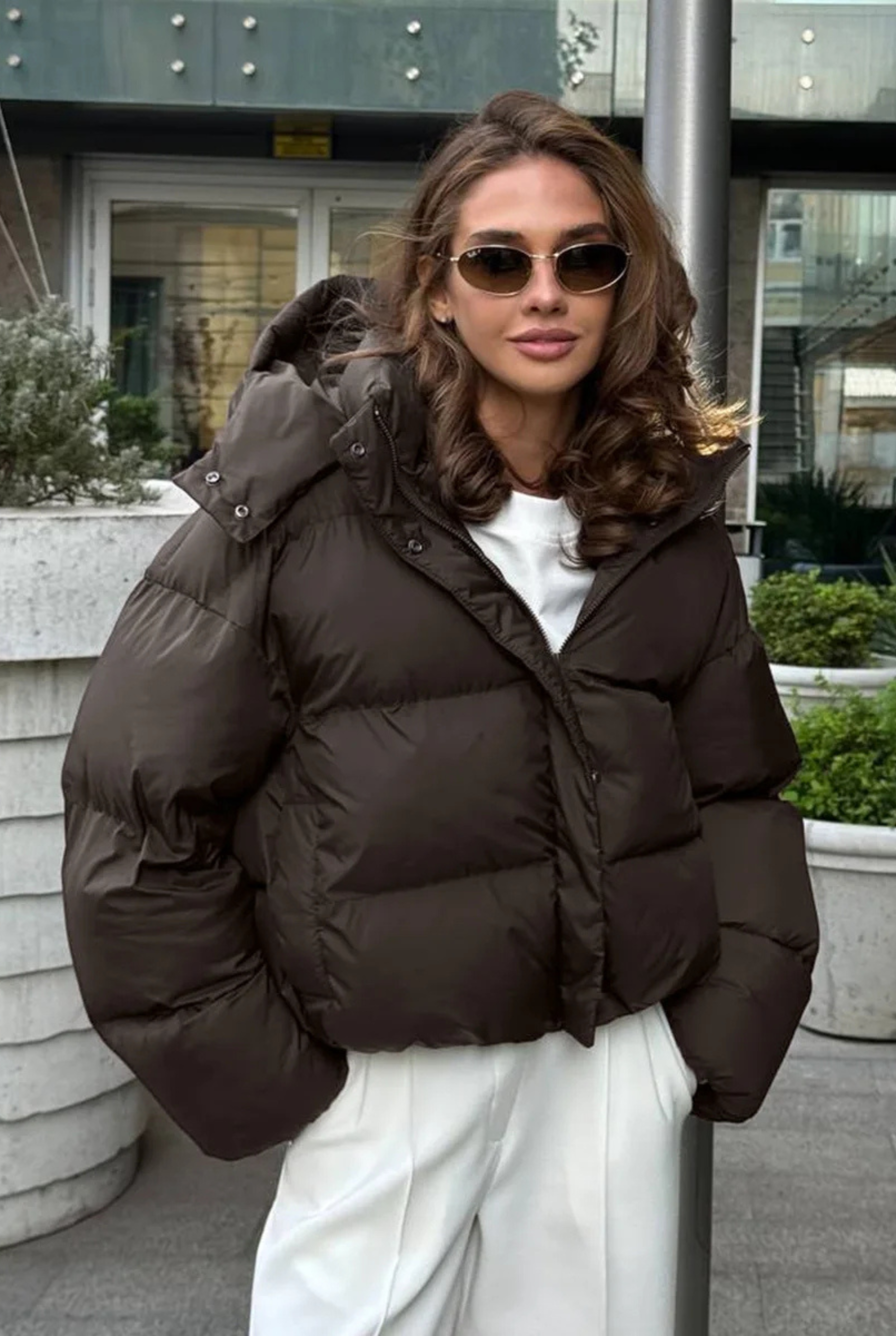 Žieminė pūsta striukė su kapišonu