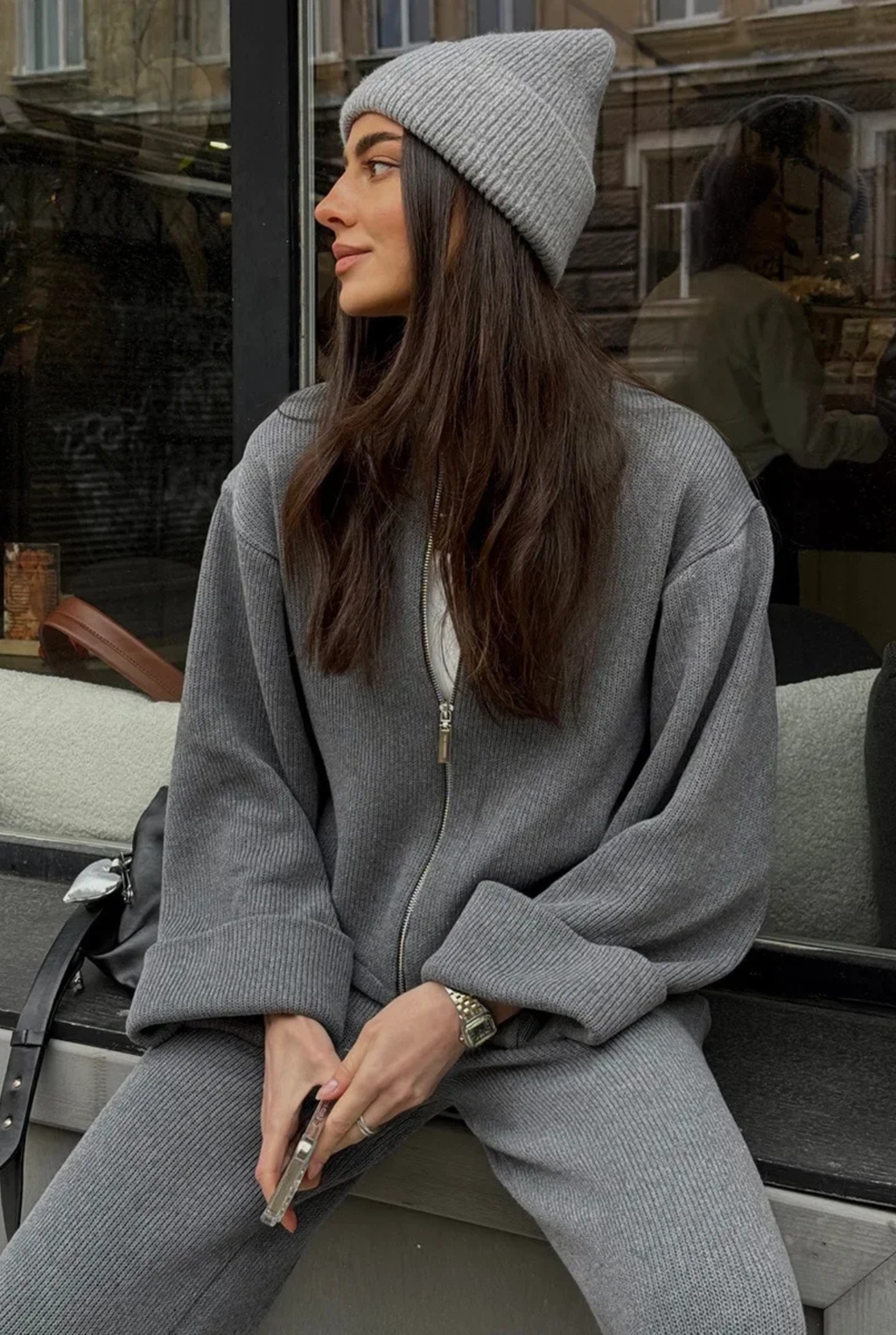 Megztas su užtrauktuku dviejų dalių komplektas