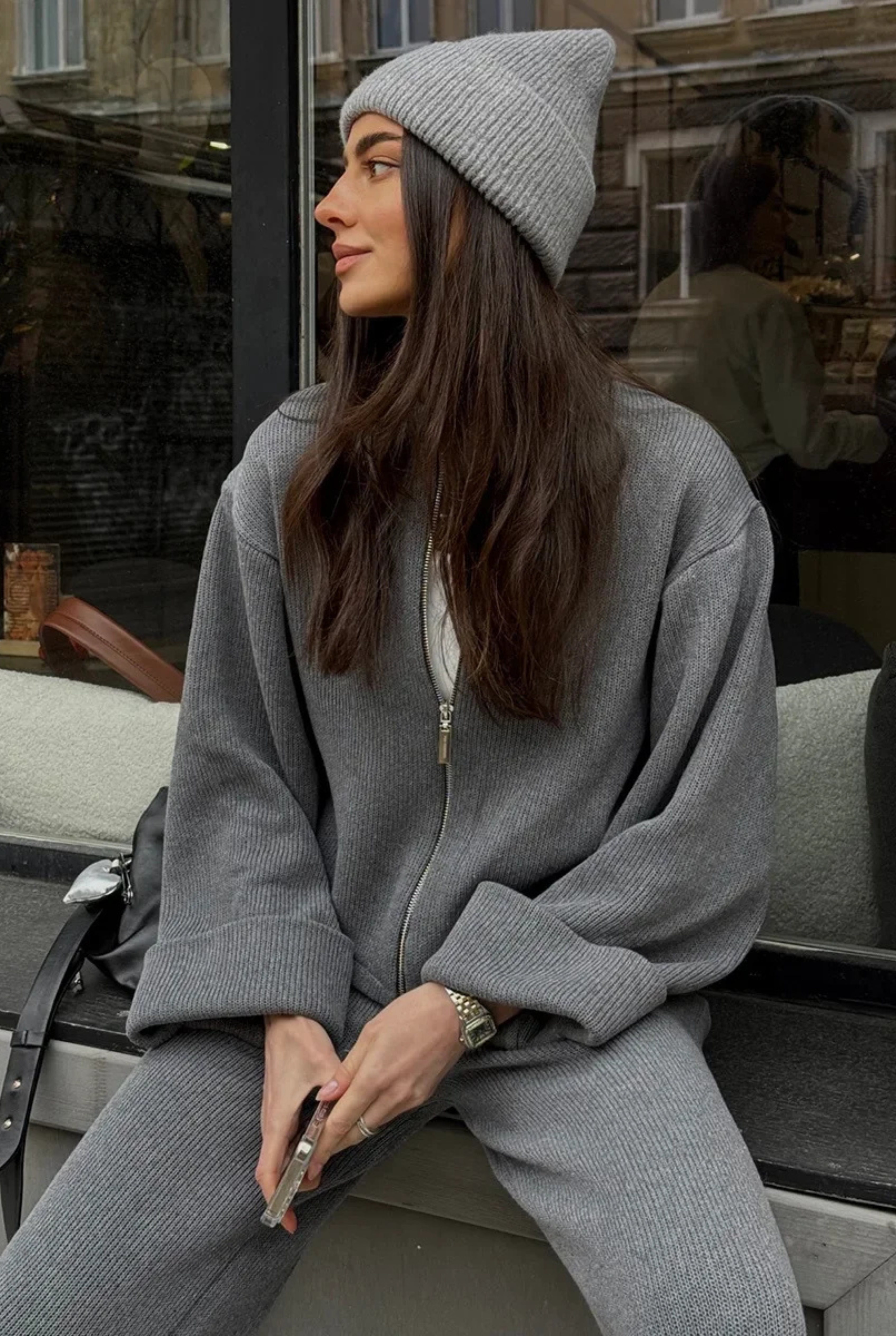 Megztas su užtrauktuku dviejų dalių komplektas