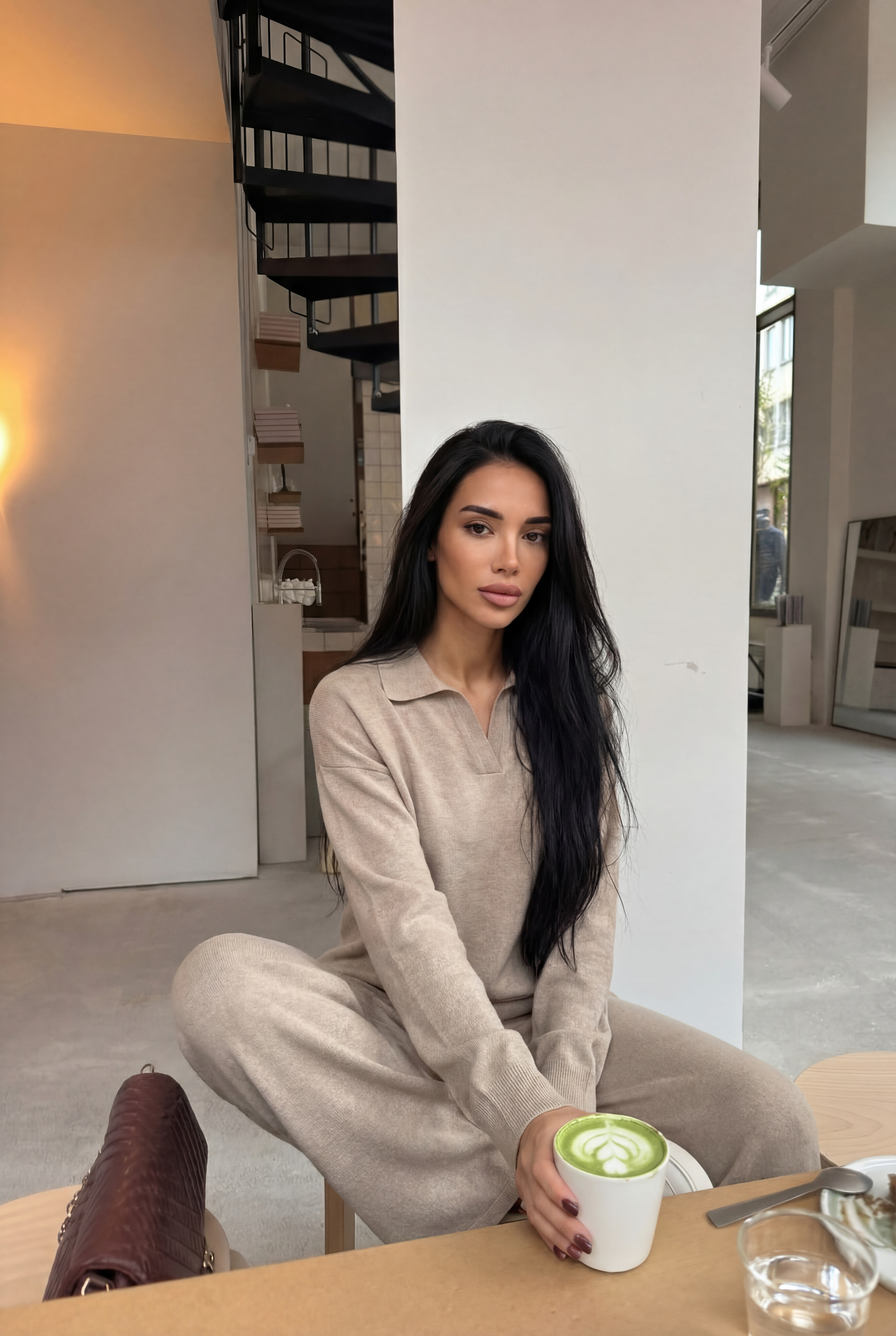 Tiesaus kirpimo megztas kostiumėlis